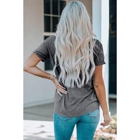 Gray USA Flag Drink Cans Slogan Graphic Tee - S