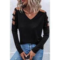 Azura Exchange Cold Shoulder Cut Out Long Sleeve Top - S