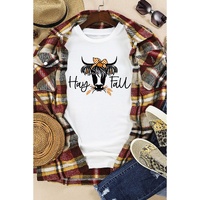 White Hay Fall Cow Head Graphic Tee - XL
