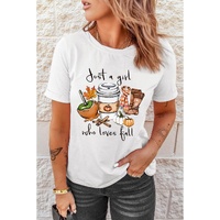 White Just A Girl Who Loves Fall Graphic T Shirt - M