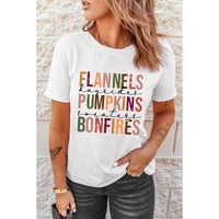 White FLANNELS PUMPKINS BONFIRES Crewneck Graphic Tee - M