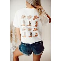 Azura Exchange Double-Side Cowboy Hat &amp; Boots Graphic Tee - L