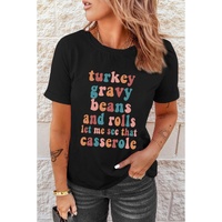 Black Food Lovers Slogan Graphic T Shirt - S