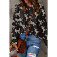 Black Lively Cheetah Print Long Sleeve Top - M