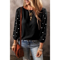 Black Pearl Decor 3/4 Sleeve Crew Neck T Shirt - L