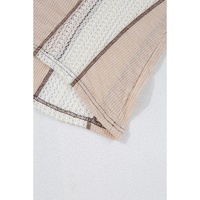 Parchment Crochet Detail Exposed Seam High Low Loose Top - L