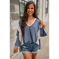 Ashleigh Blue Crochet Detail Exposed Seam High Low Loose Top - L