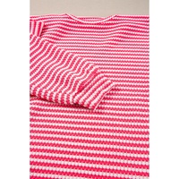 Rose Stripe Round Neck Drop Shoulder Long Sleeve Top - S