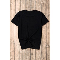 Black Sequin Game Day Graphic Crew Neck Tee - M
