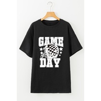 Black GAME DAY Checkerboard Rugby Football Helmet T Shirt - S