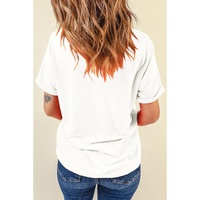 White Thanksgiving Slogan Print Crew Neck T Shirt - XL