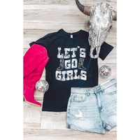Black LETS GO GIRLS Boots Print Crew Neck T Shirt - 2XL