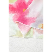 Multicolour Floral Mesh Lettuce Trim Cropped T Shirt - M