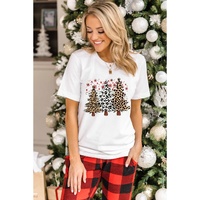 White Leopard Christmas Tree Graphic Crewneck Tee - 3XL