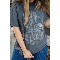 High-Rise Western Cowboy Boots Graphic Tee - L