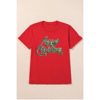 Red Merry Christmas Graphic Crewneck T Shirt - XL