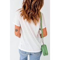 White Christmas Bowknot Graphic Cotton Blend T Shirt - XL