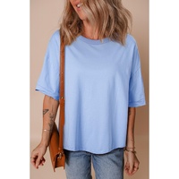 Myosotis Loose Half Sleeve Hi Low Hem T Shirt - L
