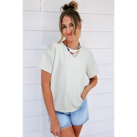 Light Grey Textured Loose T Shirt - L