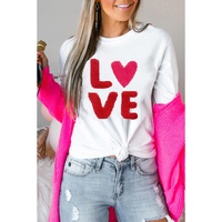 White Heart LOVE Graphic Valentines T Shirt - XL