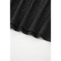 Black Bow Decor Glittery Short Sleeve Top - M