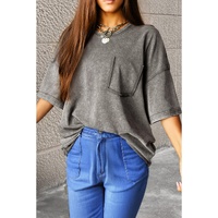 Philippine Gray Mineral Wash Half Sleeve Boyfriend Vintage T Shirt - L