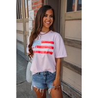 Light Pink Flag Bow Graphic Crewneck Tee - L
