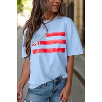 Myosotis Flag Bow Graphic Crewneck Tee - L