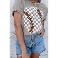 Gray Checkered Baseball Graphic Tee - S