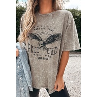 Parchment AMERICA FREE BIRD Vintage Graphic Mineral Washed Tee - M
