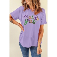 Wisteria Sequin mardi gras Graphic T Shirt - 2XL