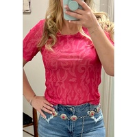Red Western Girls Mesh T Shirt - L