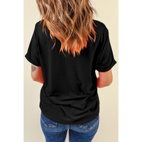 Black Mardi Gras Chenille Patched Graphic Tee - 2XL