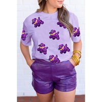 Wisteria Sequin Balloon Puppy Graphic Mardi Gras Tee - L
