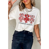 White Crawfish Season Fashion Graphic Crewneck T Shirt - M