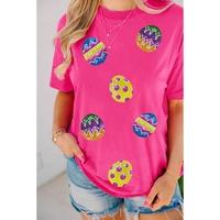 Rose Red Easter Eggs Patched Crew Neck Graphic Tee - L