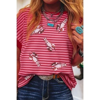 Pink Stripe Sequin Crawfish Crewneck T Shirt - M