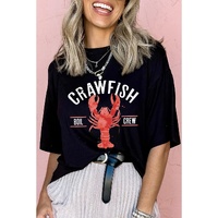 Black CRAWFISH BOIL CREW Distressed Letter Graphic T Shirt - S