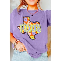 Wisteria TEXAS Flower Print Crew Neck T Shirt - 2XL