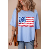 Myosotis American Flag Bow Knot Print Half Sleeve T Shirt - L