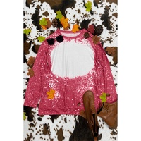 Red Tie-dyed Crew Neck Pullover Sweatshirt - M