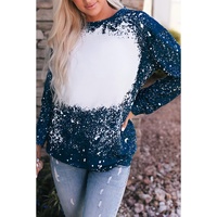 Navy Tie-dyed Crew Neck Pullover Sweatshirt - L