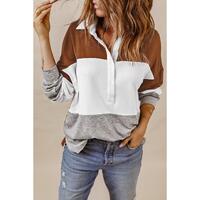 Azura Exchange Colorblock Pullover Sweatshirt with Turn-down Collar - 2XL