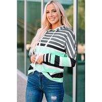 Azura Exchange Striped Drawstring Long Sleeve Hoodie - M