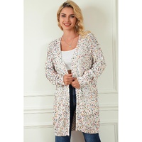 White Rainbow Popcorn Speckles Open Front Cardigan - S