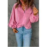 Azura Exchange Lantern Sleeve Snap Button Pullover Sweatshirt - L