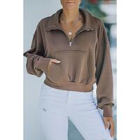 Azura Exchange Zipped Cropped Sweatshirt with Pocket - 2XL