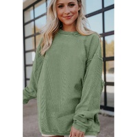 Green Ribbed Corded Oversized Sweatshirt - S