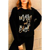 Azura Exchange Merry &amp; Bright Print Sweatshirt - S