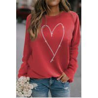 Azura Exchange Heart Shaped Long Sleeve Sweatshirt - S